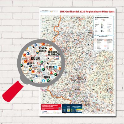 SHK Postleitzahlenkarte Mitte-West